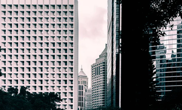 Moderne Hong Kong Architectuur Hong Kong Business Building Close Vintage — Stockfoto
