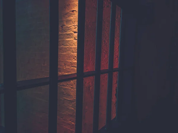 Old Window Red Wall Vintage Style — Stock Photo, Image