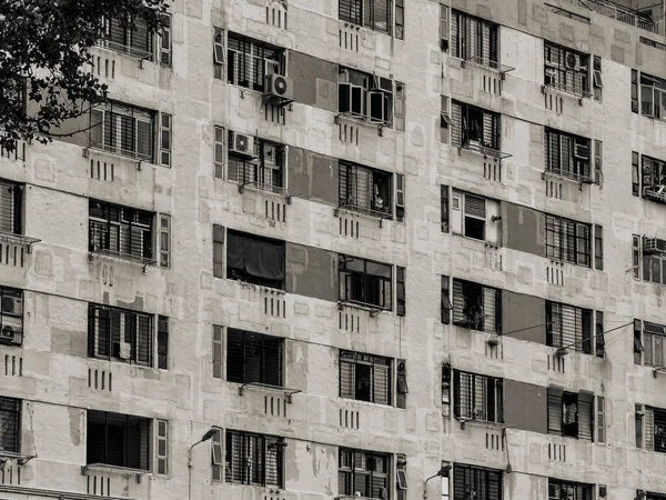 Buitenkant Van Het Appartementencomplex Zwart Wit Stijl — Stockfoto
