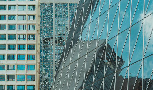 Modern Hong Kong Architecture; Hong Kong Business Building Close up