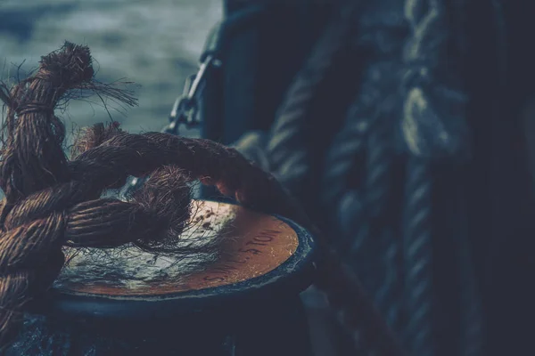 Close-up of an old boat rope; vintage style