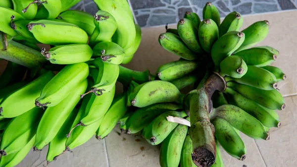 Κοντινή Άποψη Του Νεαρού Άγουρου Πράσινου Της Μπανάνας Saba Pisang — Φωτογραφία Αρχείου