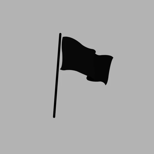Εικονογράφηση Διανυσματικού Γραφήματος Μαύρη Κυματιστή Σημαία Πόλο Γκρι Φόντο — Διανυσματικό Αρχείο