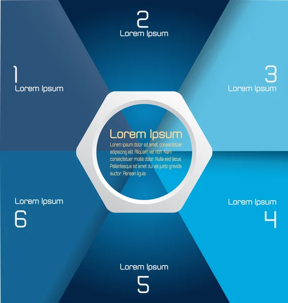 Plantilla de infografía azul segmentada vectorial con números y lugar para texto — Archivo Imágenes Vectoriales