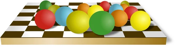 Schaken tabel met kleurrijke dim ballen — Stockfoto