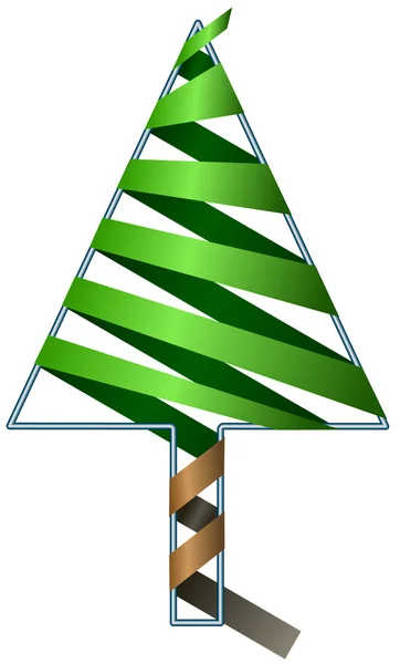 Vector kerstboom uit groene lint spiraalsnoer op draad — Stockvector