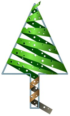 Telin üstünde Noel ağacı yeşil delikli şerit dan dolanmak