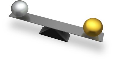 Beyaz izole topları ile metal tahterevalli