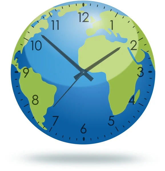 Planet Earth with clock face isolated on white — Stock Photo, Image