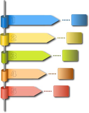 Infographic şablon olarak metal çubuk, renkli kağıtlar ve rulo