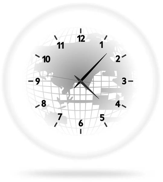 時計の文字盤白 2 で隔離と地球地図 — ストック写真