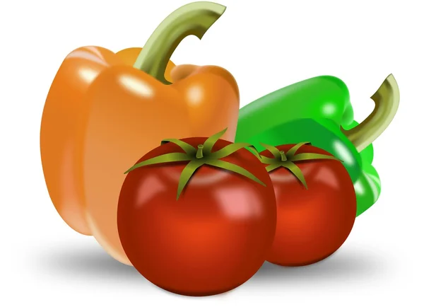 Small set of vegetables, tomatoes and peppers — Stock Photo, Image