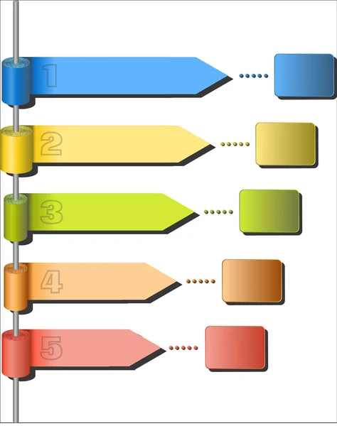 Rolos vetoriais de papéis coloridos em haste de metal como modelo infográfico — Vetor de Stock