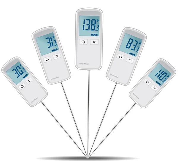Vektor-Set digitaler Thermometer mit Nadelsonden — Stockvektor