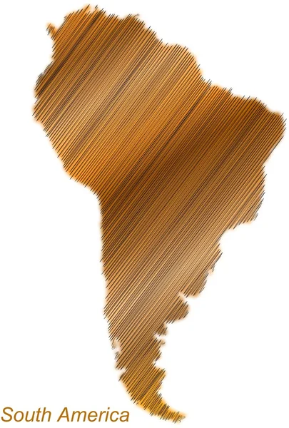 South America continent hatched and colored — Stock Photo, Image