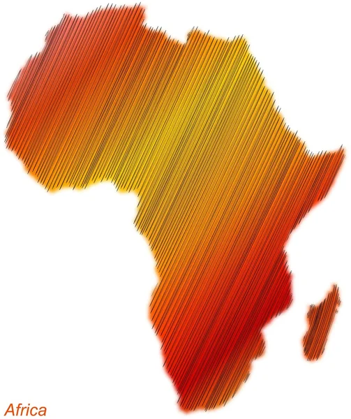 Kontinentu Afrika vylíhnutých a barevné — Stock fotografie