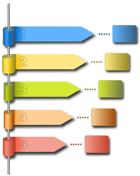 Rolos vetoriais de papéis coloridos em haste de metal. Modelo infográfico — Vetor de Stock