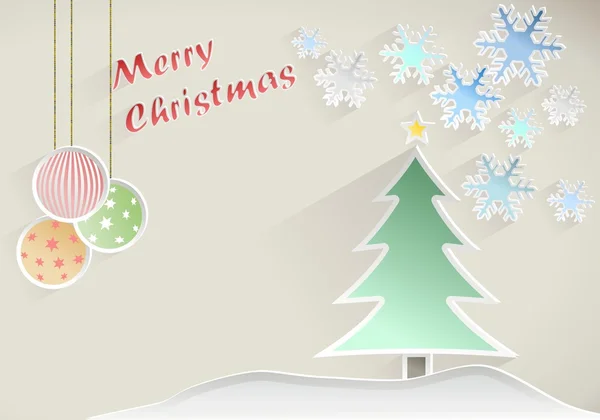 Рождественское желание с елкой, звездой и снежинками на бежевом фоне — стоковое фото