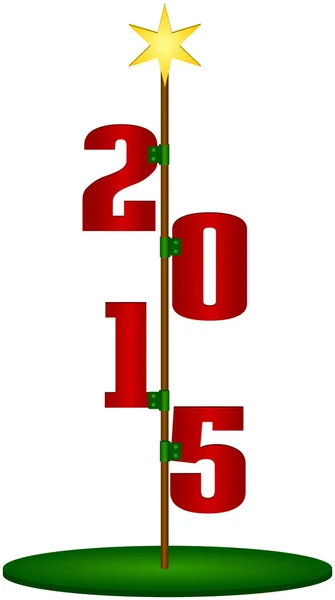 Šťastný nový rok 2015 podepsat na tyči s hvězdou — Stock fotografie