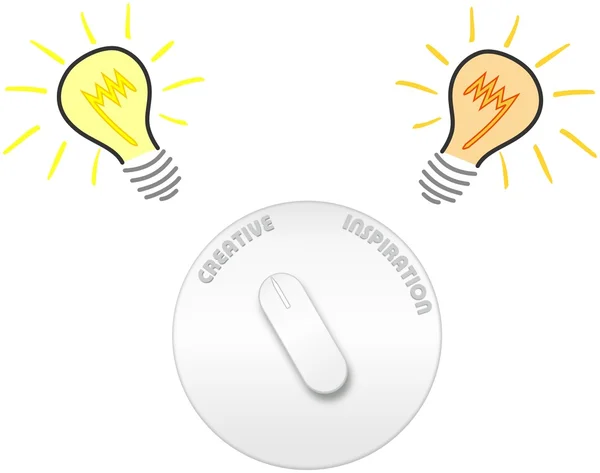 Creativity and inspiration switch with light bulbs — Stock Photo, Image