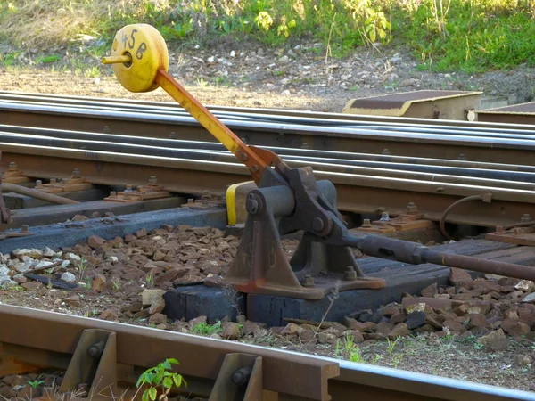 Old yellow train rail shift — Stock Photo, Image