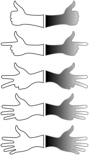 Outline hands with counting fingers — Stock Photo, Image