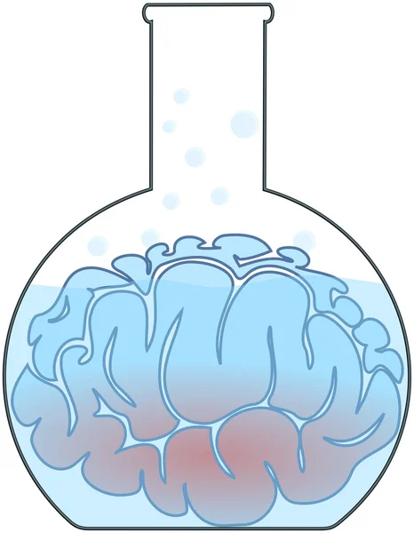 Blue brain in the laboratory flask — Stock Photo, Image