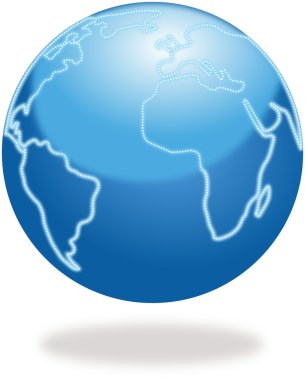 Planet Earth illüstrasyon mavi ve beyaz stilize