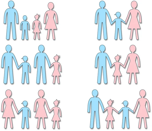 Zestaw rodziny płci męskiej i żeńskiej proste symbole — Zdjęcie stockowe