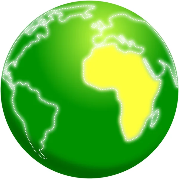 Green stylized planet Earth with Africa highlighted — Stock Photo, Image