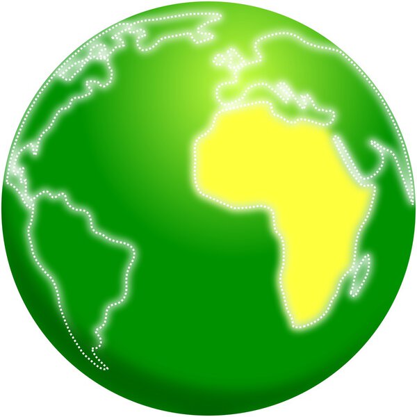 Green stylized planet Earth with Africa highlighted