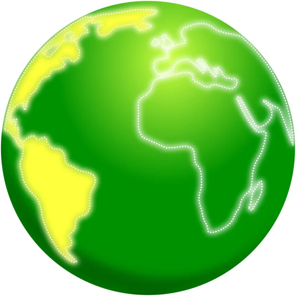 Green stilizzato pianeta Terra con l'America evidenziato — Foto Stock