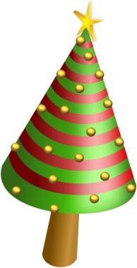 Parlak topları ile konik Noel ağacı