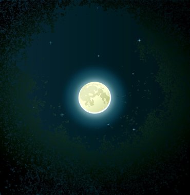 Moon ile ağaç üst aracılığıyla göz yapraklar