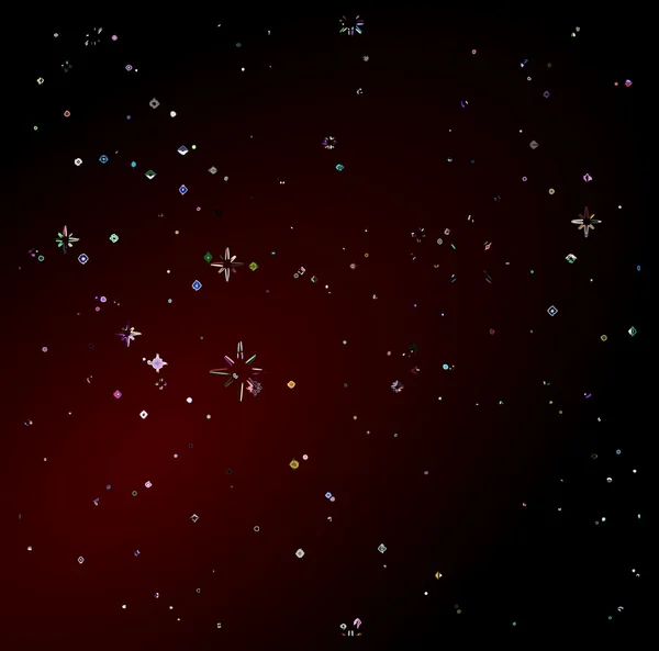 Koyu arka plan, soyut renkli yıldız şekiller — Stok fotoğraf