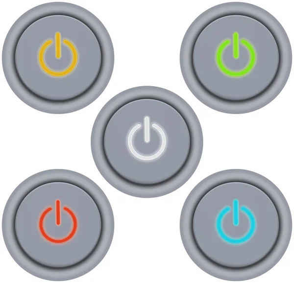 Conjunto de botões de energia em cores diferentes — Fotografia de Stock