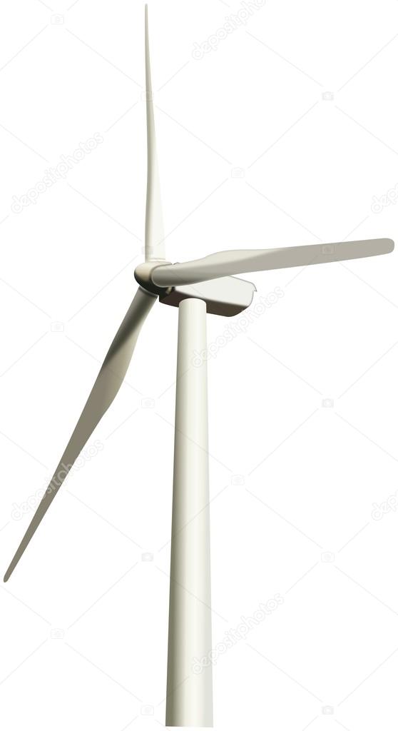 Wind power generator isolated on white