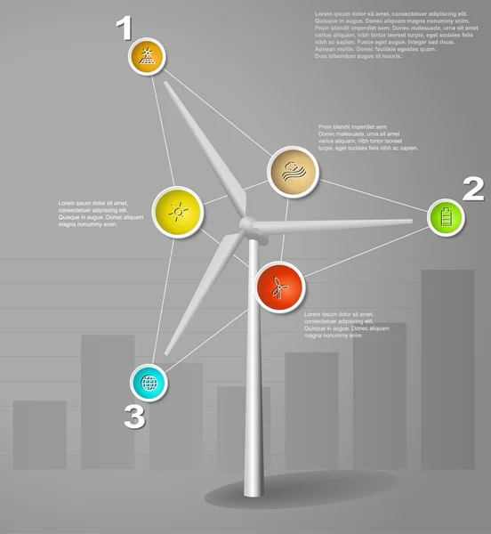 Vektor színes bussiness infographic sablon szélerőmű — Stock Vector
