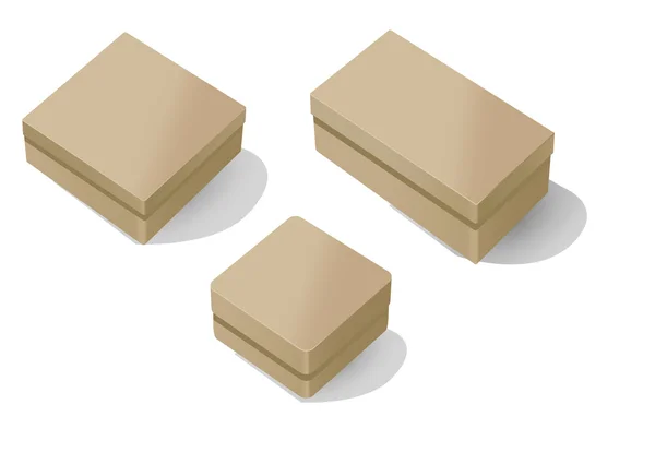 Vetor pequeno conjunto de caixas de papelão 3d — Vetor de Stock