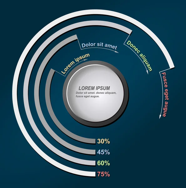 Vetor semicírculos colorido bussiness infográfico modelo — Vetor de Stock