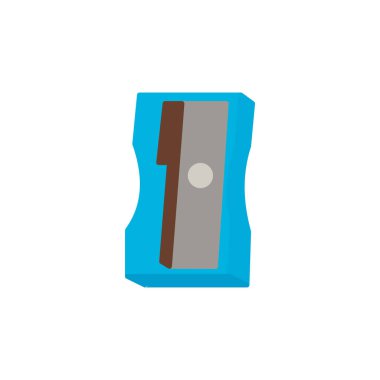 Kalem açacağının. Dalgalı ya da ergonomik şekilli mavi bir vücudu, gri metal bir bıçak kılıfı ve kalemleri açmak için dairesel bir deliği vardır. Tüm elementler koyu kahverengidir..