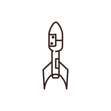 Çizgi film tarzı roket çizimi mavi gövdeli, sivri uçlu, pembe yüzgeçli ve küçük pencereli muhteşem karalama tarzında.