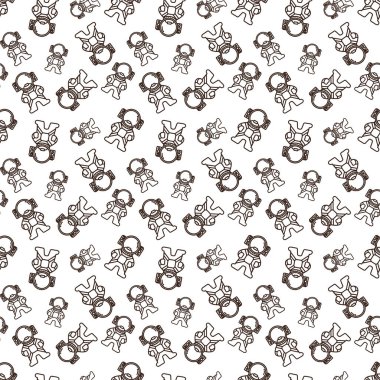 Astronot karakteri krem renkli, kahverengi ve pembe aksanlı bir uzay giysisi giyiyor. Astronotun açık bir vizörü olan büyük, koyu kahverengi bir miğferi var.