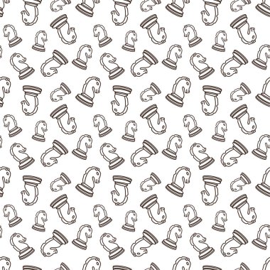 Koyu kahverengi çizgili gri satranç şövalyesi taşı, beyaz arka planda..