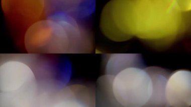 Işık sızıntıları bulanık 4K görüntüler, yanıp sönen daire mercekleri parlayan parlaklıklar bokeh örtüleri, geçişler