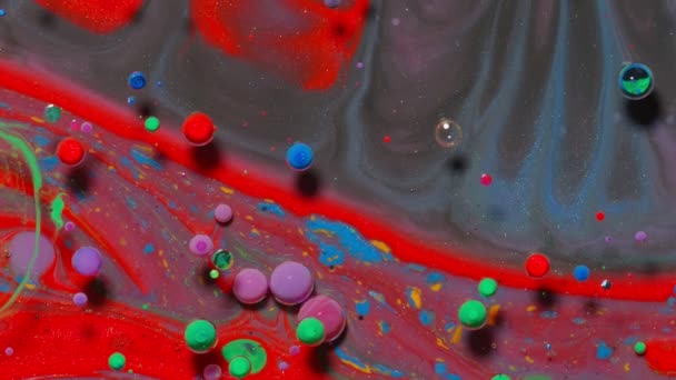 Барвисті червоні сірі бульбашки поверхневі теми шпалер фон, концепція багатобарвного космічного всесвіту — стокове відео