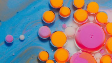 Parlak neon renkli kabarcıklar yağ ve mürekkep, akrilik boya yakın plan, duvar kağıdı arka plan