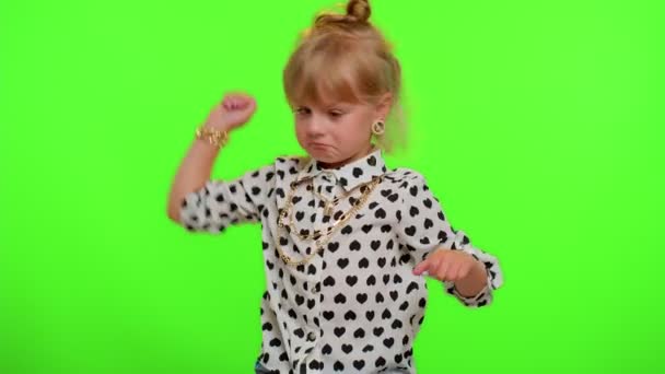 Little bit crazy funny kid child demonstrating tongue out, fooling around making silly faces madness — Stock Footage Little bit crazy funny kid child demonstrating tongue out, fooling around making silly faces madness Stock Footage