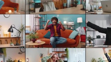 Para nakit dolar yağmuru. Mutlu insanların kolajı erkekleri birbirine karıştırıyor farklı yaşlarda kadınlar etnik köken başarıyı kutluyor maç galibiyeti hedefliyor başarı, iyi haber, piyango talihi