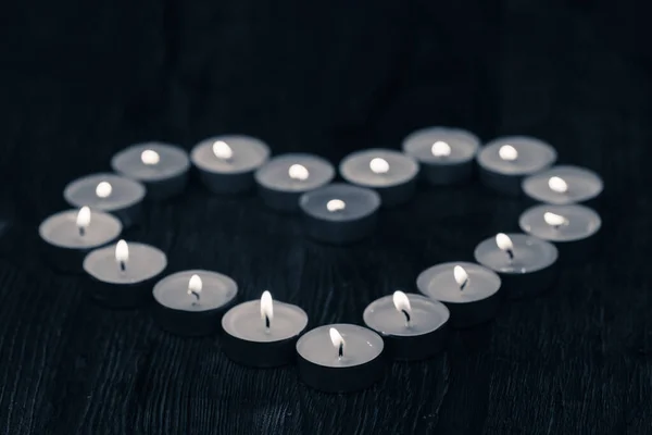 Candle Heart Svart Och Vitt Närbild — Stockfoto